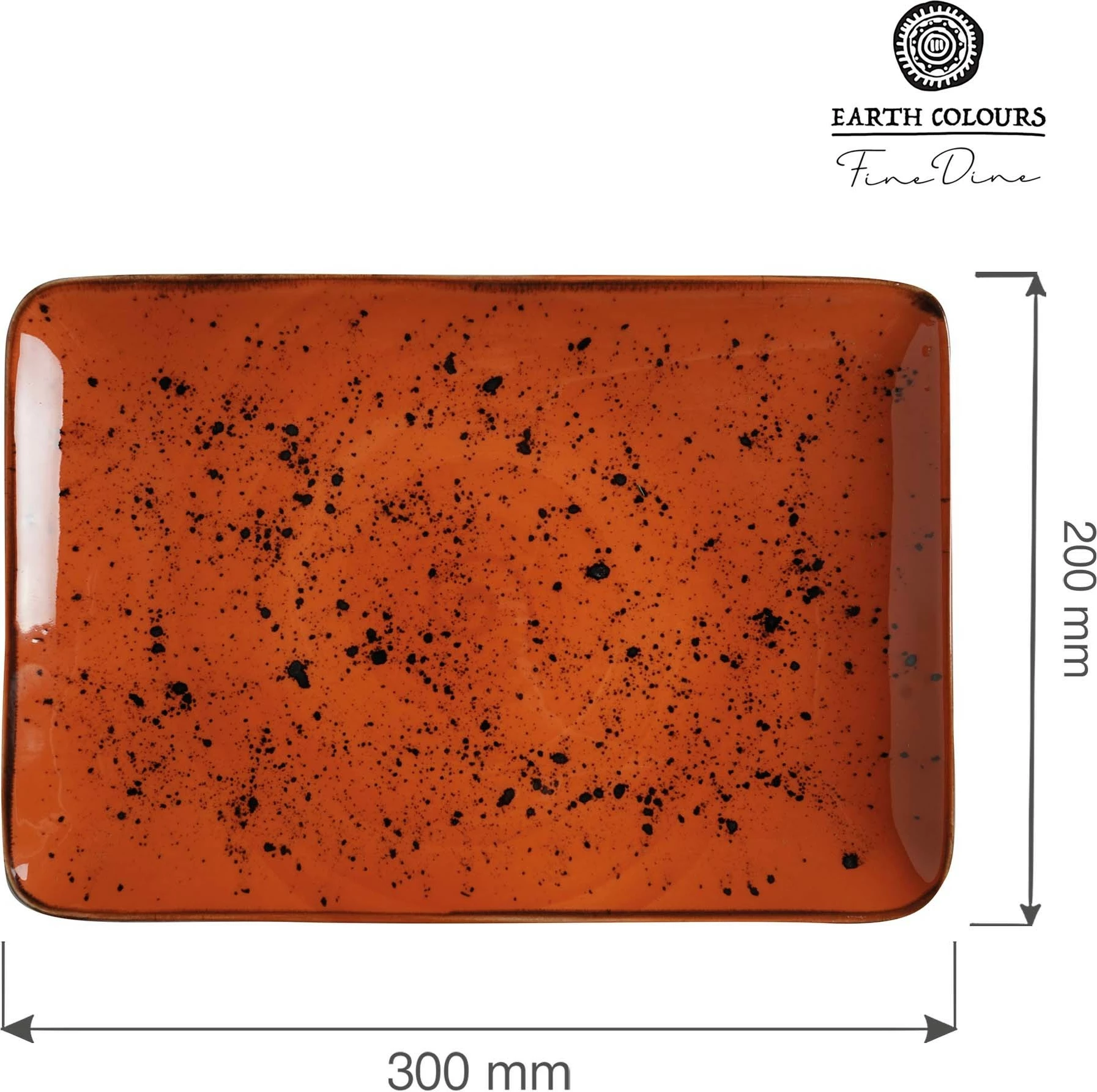 Pjatë drejtkëndore Fine Dine Dahlia 300x200mm, portokalli, set 6 copë