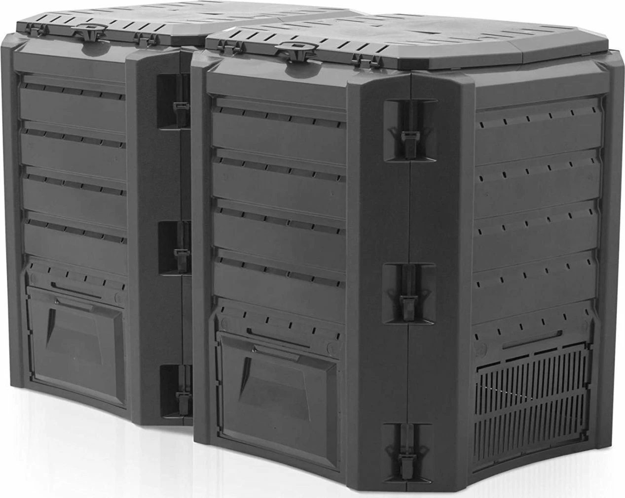 Komposter Prosperplast IKLM-800C 800L modular me dy dhoma, plastikë, set 2 module, i zi