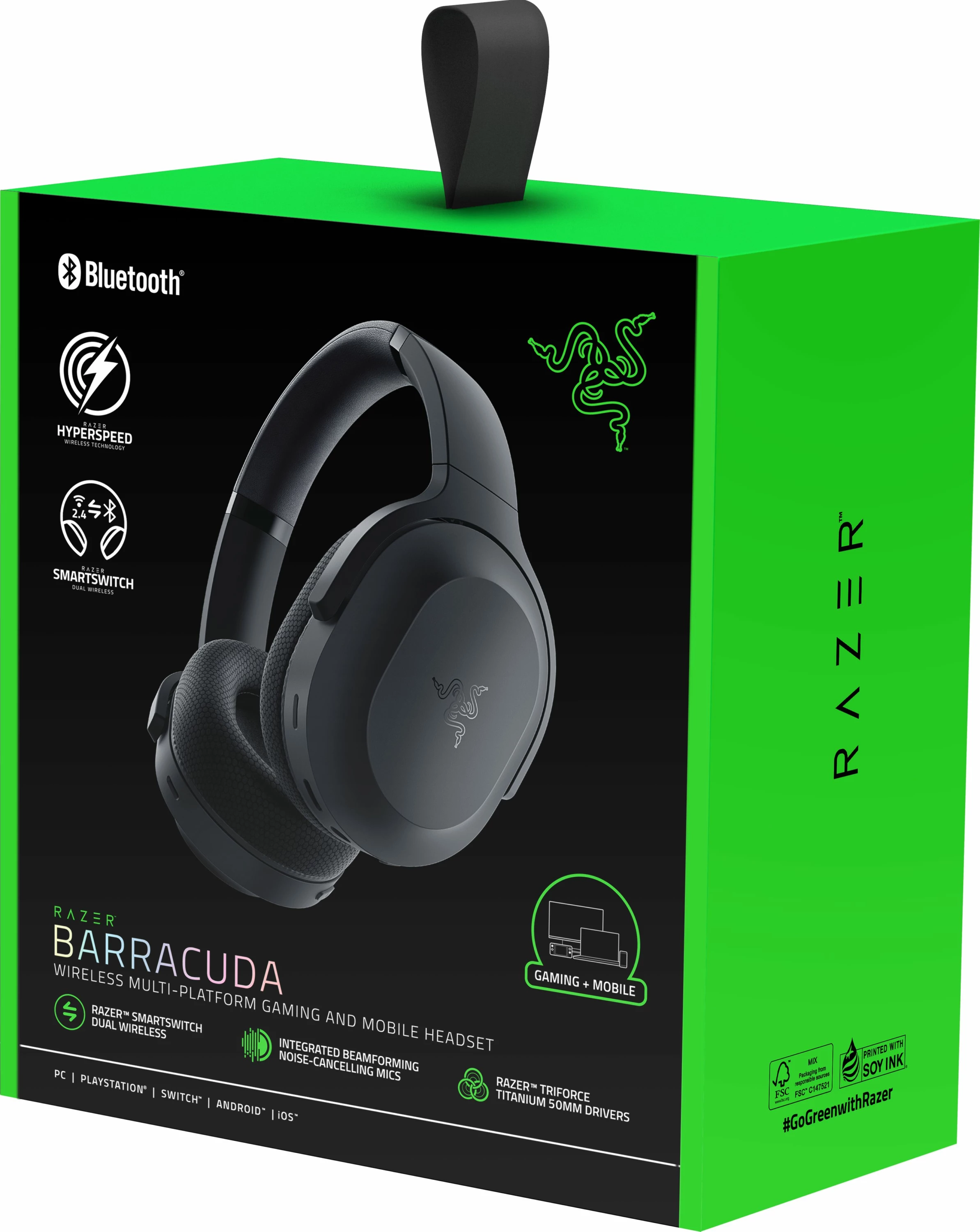 Kufje gaming Razer Barracuda RZ04-03790100-R3M1 wireless 2.4GHz/Bluetooth, USB-C, të zeza