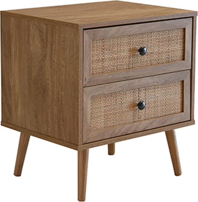 Komodinë Ammos, 2 sirtarë, natyrale me ratan, 50x39x54.8cm
