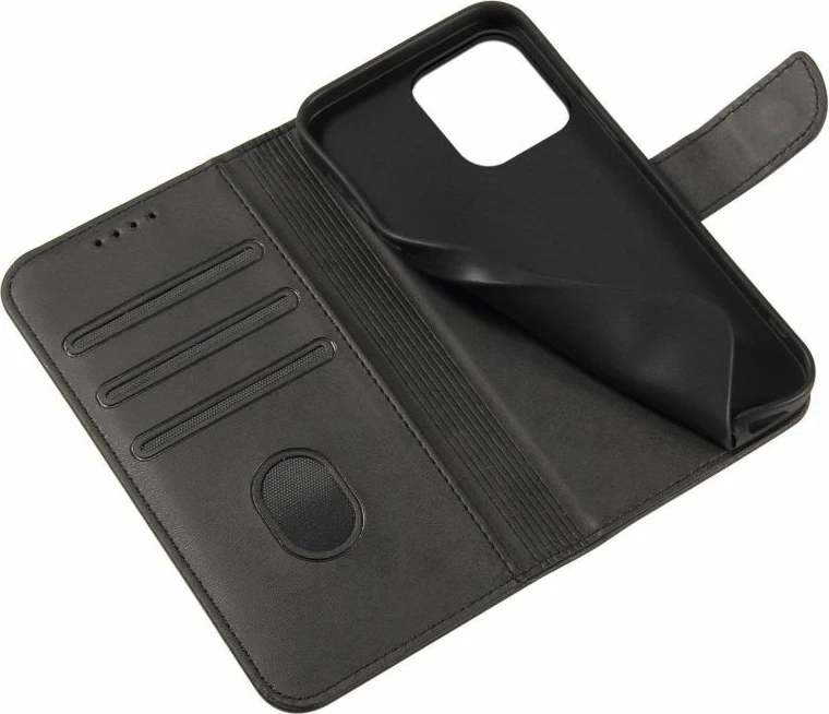 Kapak magnetik me portofol Hurtel për Tecno Pop 7, i zi