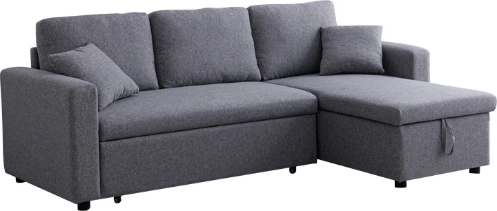 Këndare Kamore me hapësirë magazinimi, shtrat i kthyeshëm, ngjyrë gri, 223x146x85cm