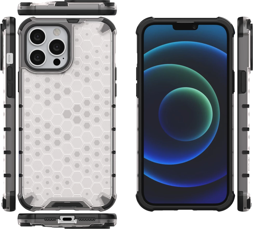 Mbështjellës Hurtel Honeycomb për iPhone 13 Pro Max, transparent