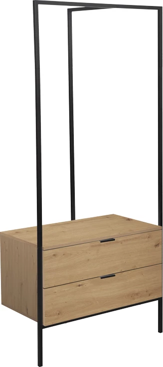 Mobilje hyrëse Keila melaminë, hije natyrale, metal i zi, 85x45x190cm