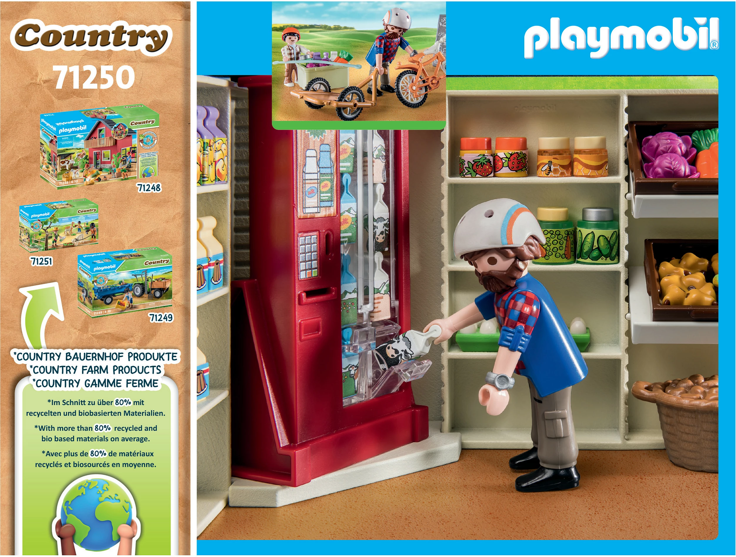 Set lodrash Playmobil Country 71250, dyqan ferme 24-orësh, 83 pjesë, shumëngjyrësh