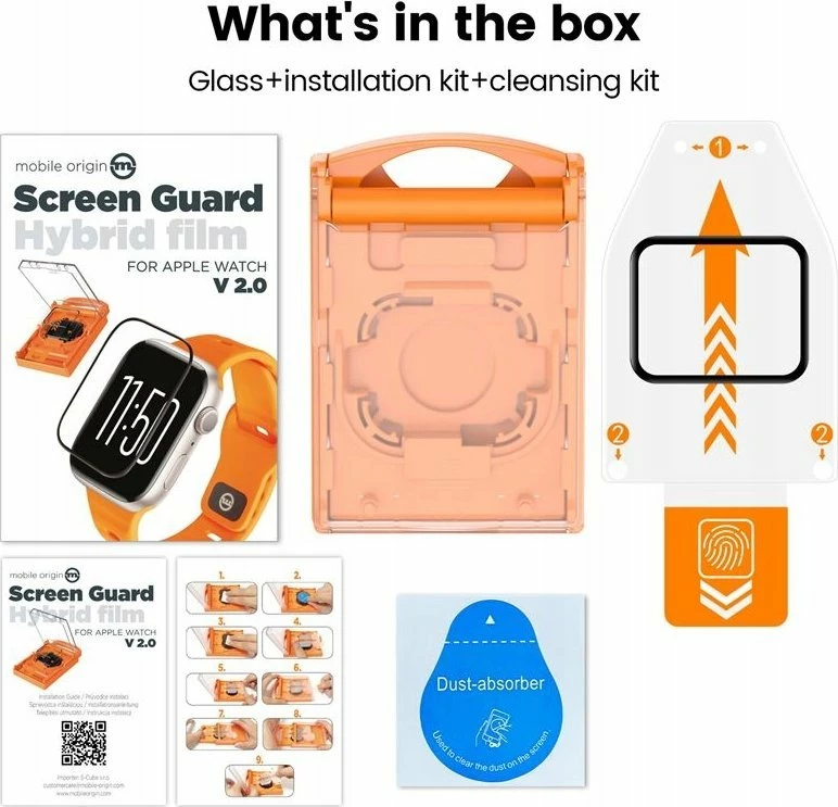 Mbrojtëse ekrani Hybrid film Mobile Origin për Apple Watch Series 4/5/6/SE 40mm, transparente, set me kit instalimi