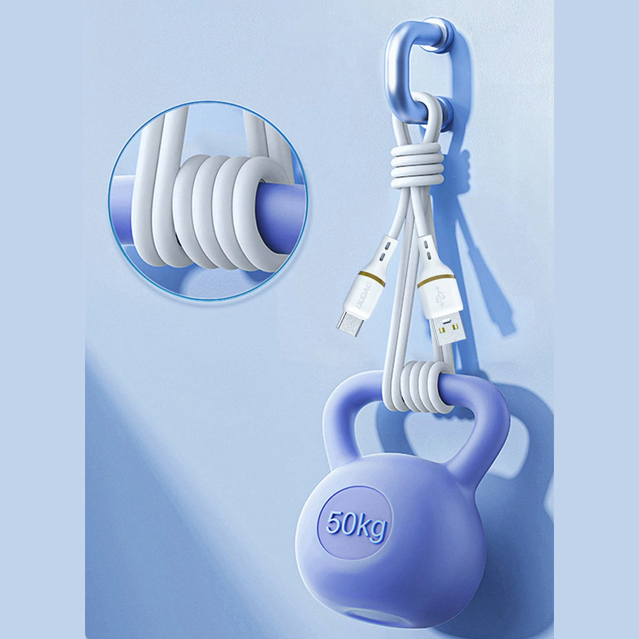 Kabllo USB-A në USB-C, Dudao L25T, 5A, 1 m, USB 2.0 480 Mb/s, silikon, e bardhë