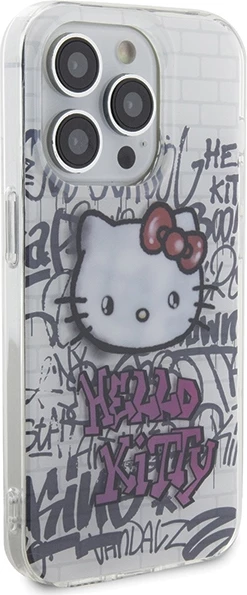 Mbështjellës Hello Kitty IML Kitty On Bricks Graffiti për iPhone 13 Pro / 13, Bardhë
