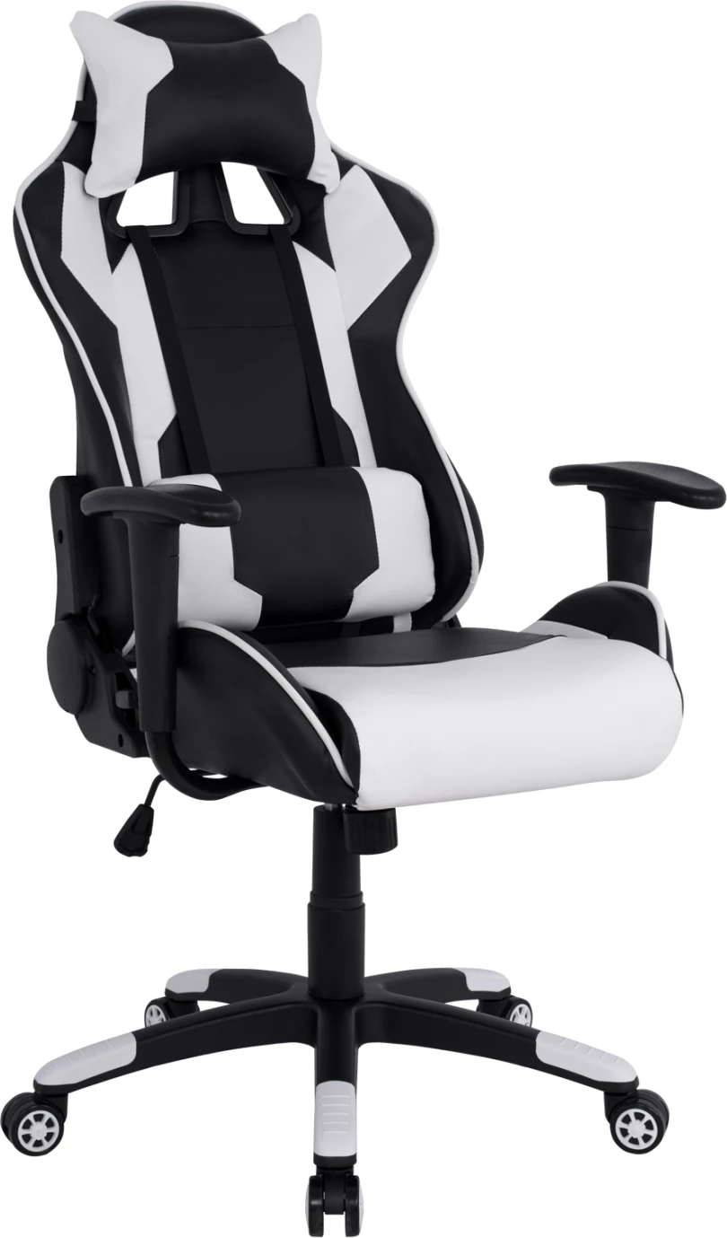 Karrige gaming për zyre, ngjyrë bardhë e zezë, FH1072.04, 66.5x70x(122-129) cm