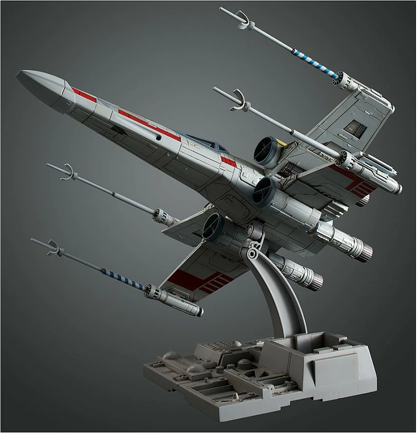 Model kit anije kozmike Revell X-Wing Starfighter 1:72, 44 pjesë, me stendë dhe sticker, bardhë/hi me detaje të kuqe