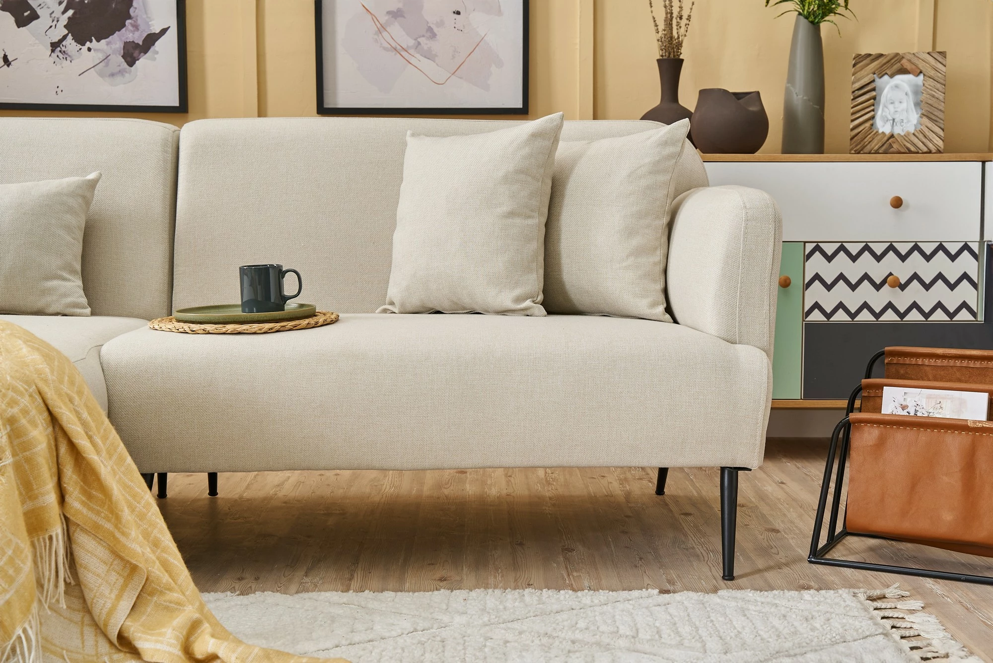 Kënd-sofë Atelier del Sofa Revos, anë e majtë, krem