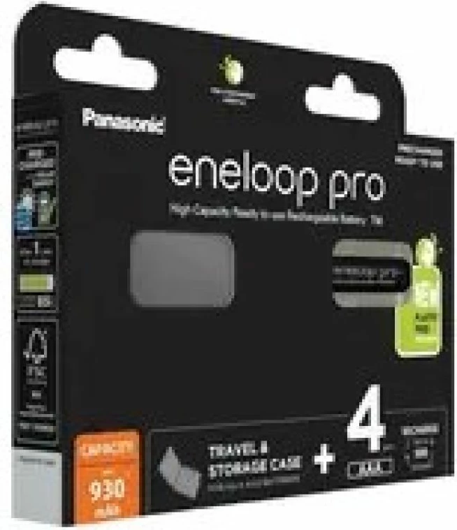 Bateri të rikarikueshme Panasonic Eneloop Pro AAA 930mAh 4 copë, të zeza me kuti