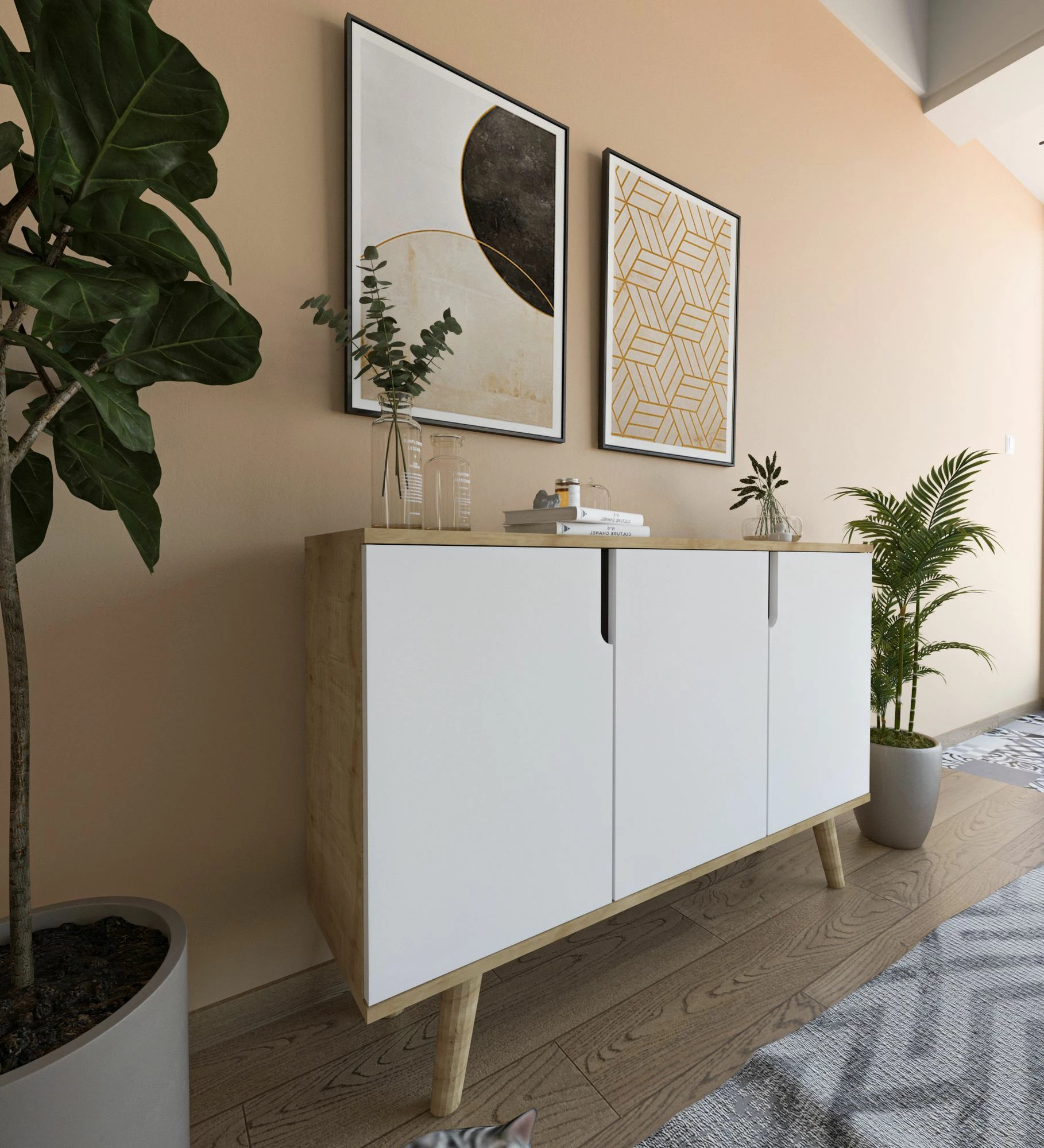 Konsol Skye Decor Verona 120, lis safir, e bardhë