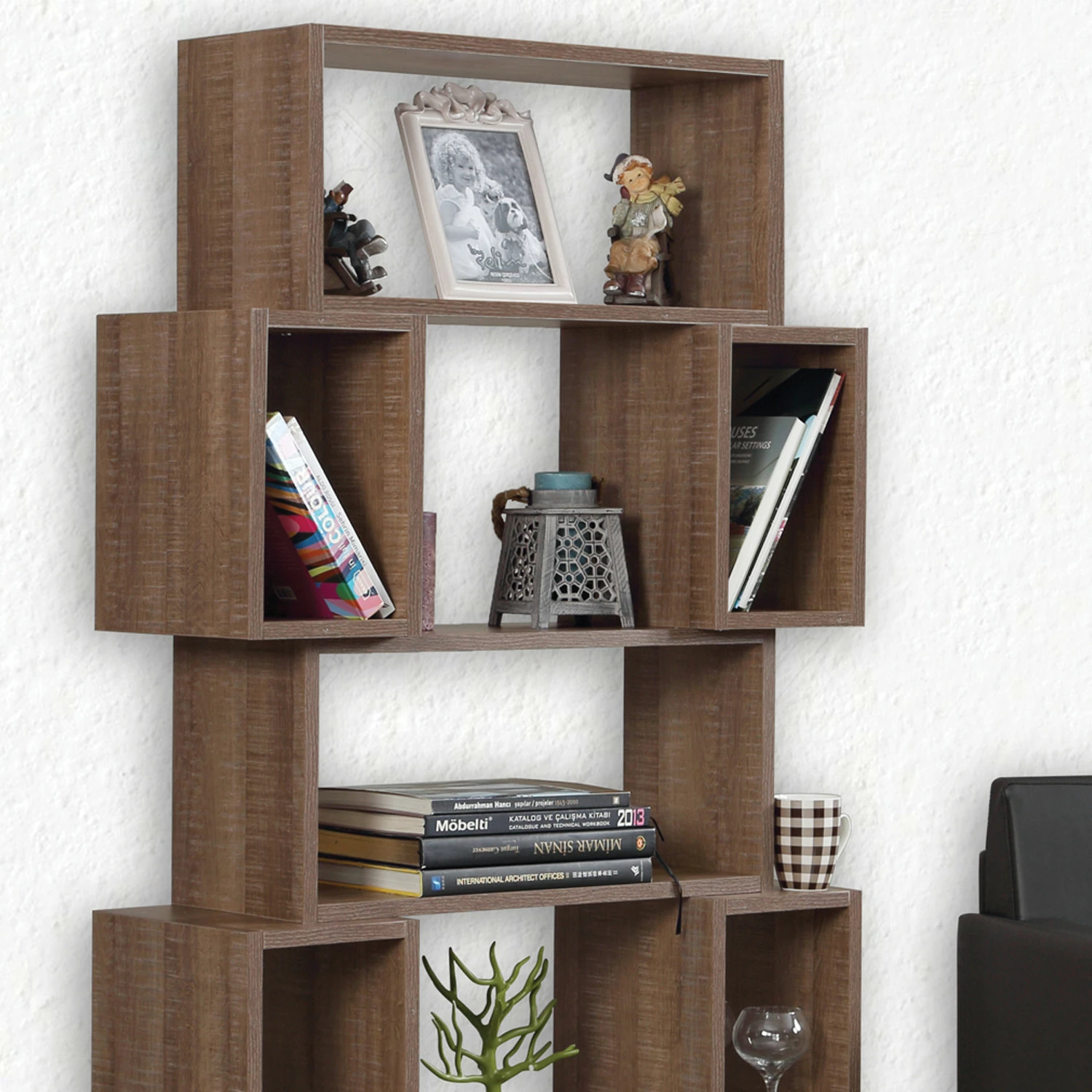 Raft librash Hanah Home, Box, ngjyrë lisi e errët
