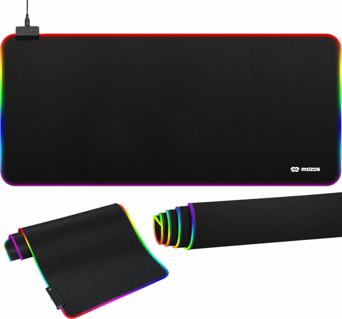 Mauspad Mozos Gaming-MP XXL 90x40cm RGB, e zezë