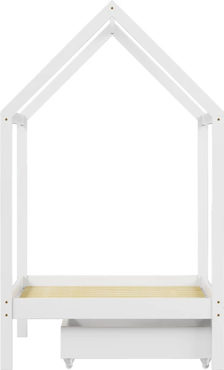 Krevat fëmijësh Montessori Mellin me 2 sirtarë dru pishe ngjyrë e bardhë 90x190cm