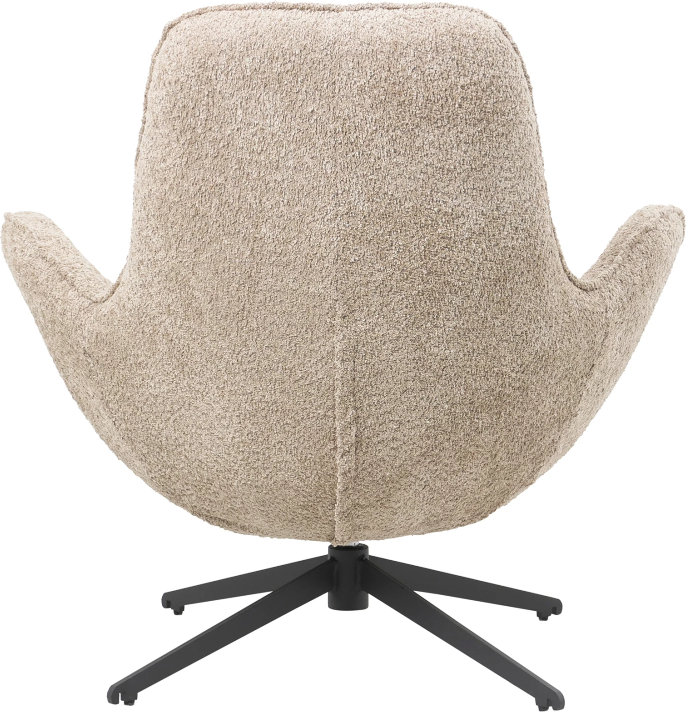 Karrige rrotulluese BRYNN, pëlhurë boucle bezhë, bazë metalike e zezë, 86x76x87H cm