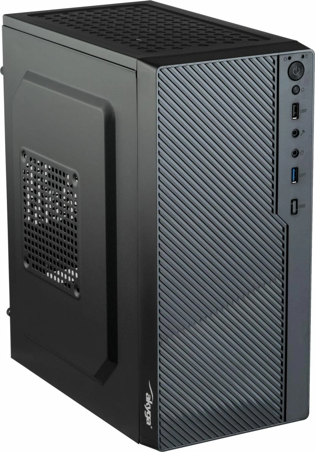 Kasë Akyga AK36BK Micro ATX/Mini-ITX, Midi Tower, pa furnizim, USB 3.0 + USB 2.0, e zezë