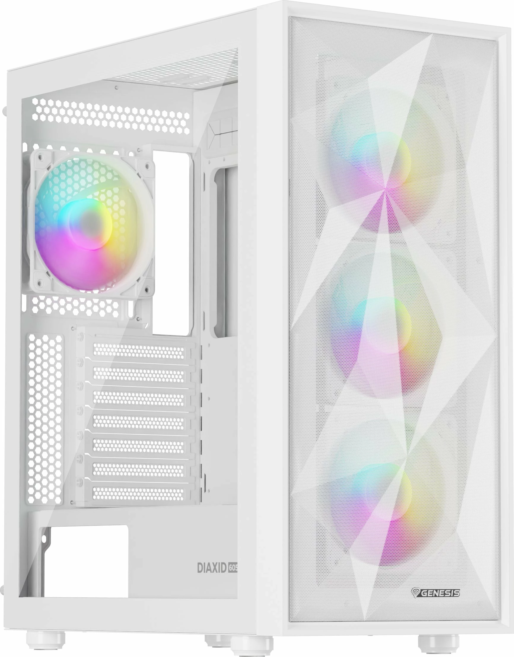Kasë GENESIS Diaxid 605 ARGB (NPC-2173) Midi Tower ATX/microATX/Mini-ITX USB-C, e bardhë