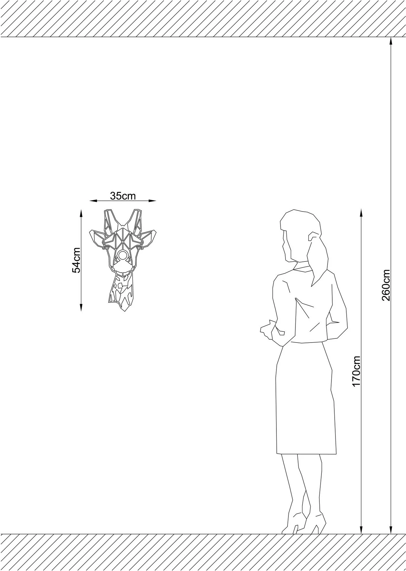 Llambë muri Opviq, e zezë, model gjirafe, W-029