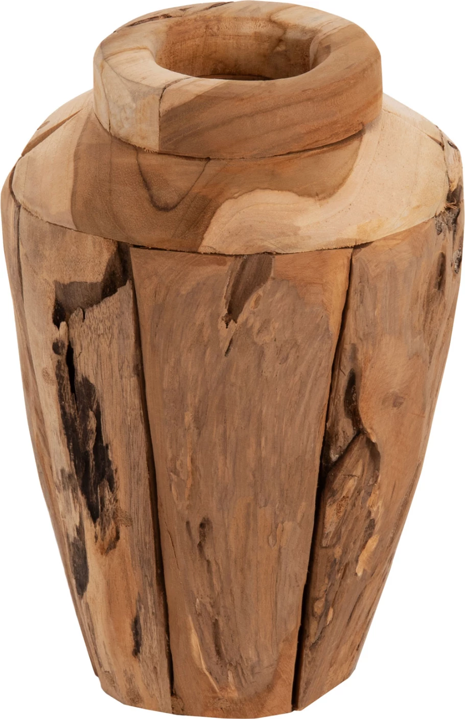 Vazo dekorative FH7917, pjesë të ricikluara druri TEAK, ngjyrë natyrale, Φ15x30H cm