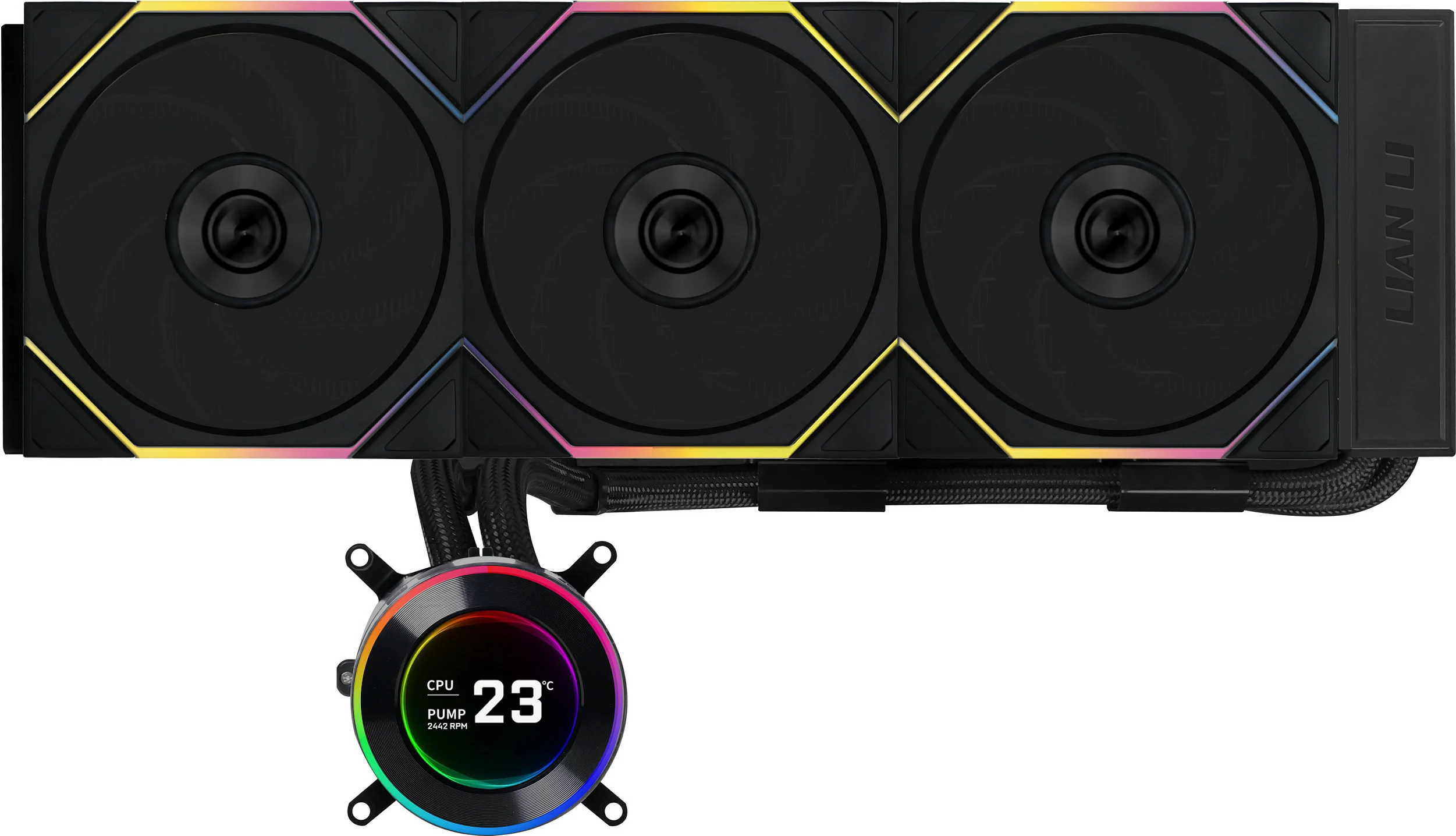 Ftohës CPU me ujë AiO Lian Li HYDROSHIFT II LCD-C 360TL, radiator 360mm, LCD, RGB, i zi