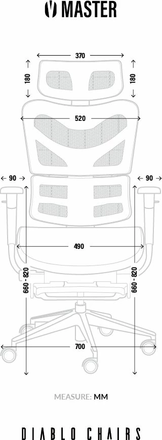 Karrige zyre Diablo Chairs V-Master, me mbështetëse këmbësh, tapiceri pëlhure, e zezë