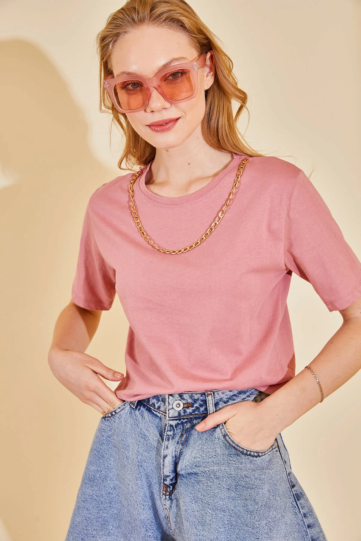 Bluzë për gra, ngjyrë pluhur, Jumeon, X128101