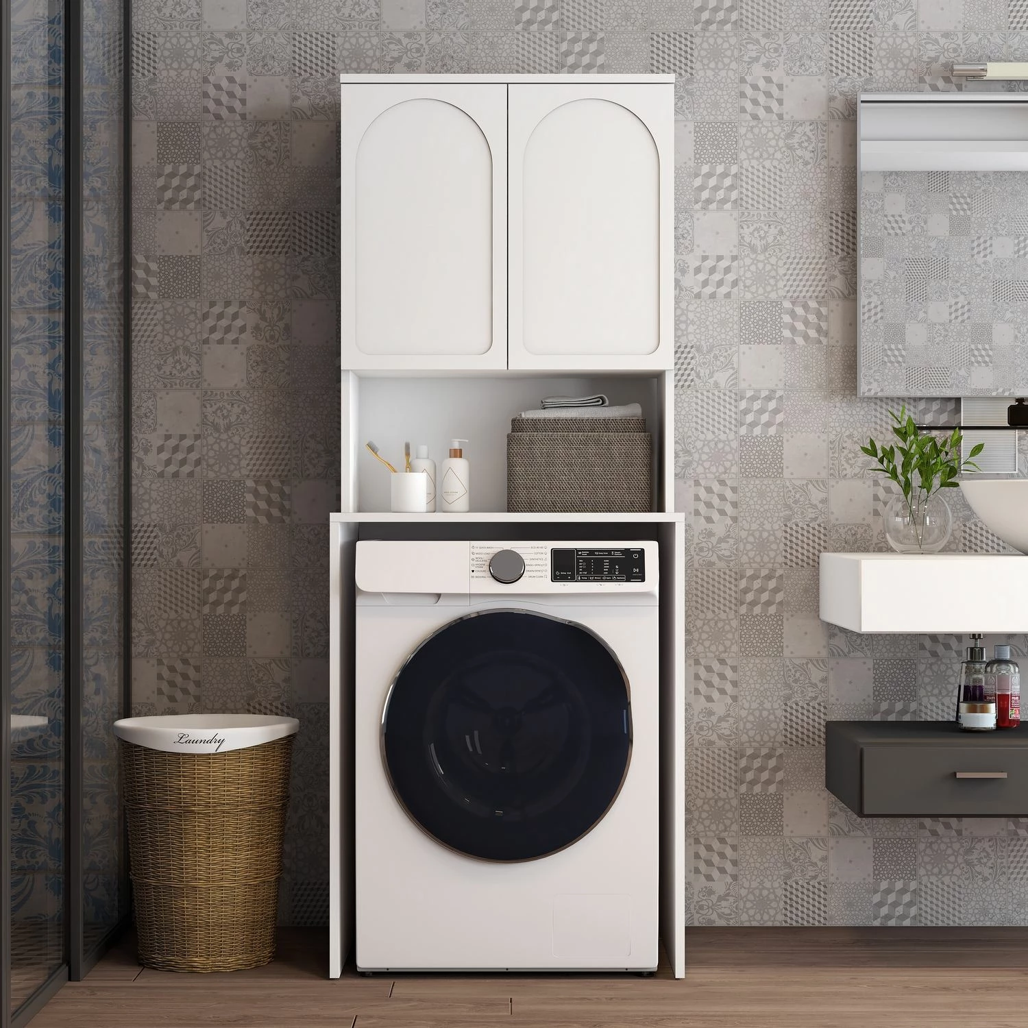 Dollap për lavatriçe, ngjyrë e bardhë, Skye Decor, Lyon 60