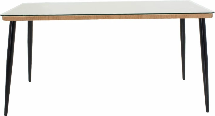 Tavolinë Naoki metalike, ngjyrë e zezë-pe natyrale-xham 160x90x78cm