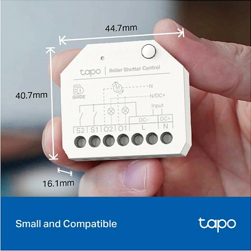 Modul switch smart TP-Link Tapo S112, kontroll roletash/zhalluzinash, Wi‑Fi 2.4GHz, Matter, i bardhë