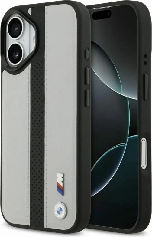 Kapak telefoni BMW M Perforated Stripe Logo MagSafe për iPhone 17, gri