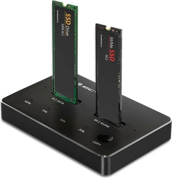 Stacion dokimi SSD M.2 Qoltec 52274, NVMe/SATA, USB-C, 2x2TB, i zi
