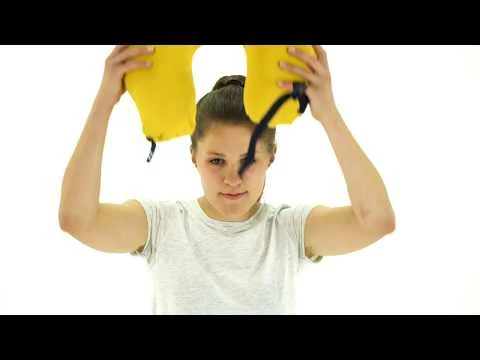 jastëk udhëtimi LayOn ergonomik me xhep, 25×14×12 cm, i verdhë