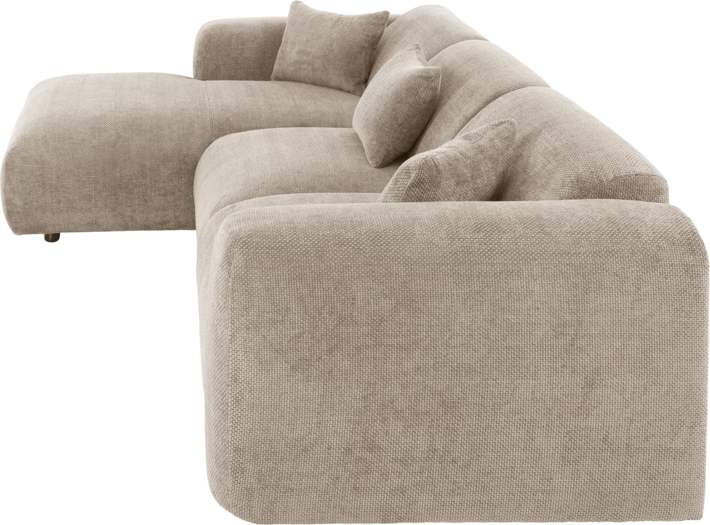 Divan qoshe BRICKEN FH3275.01L, pëlhurë bezhë, 110-282x98-160x72H cm