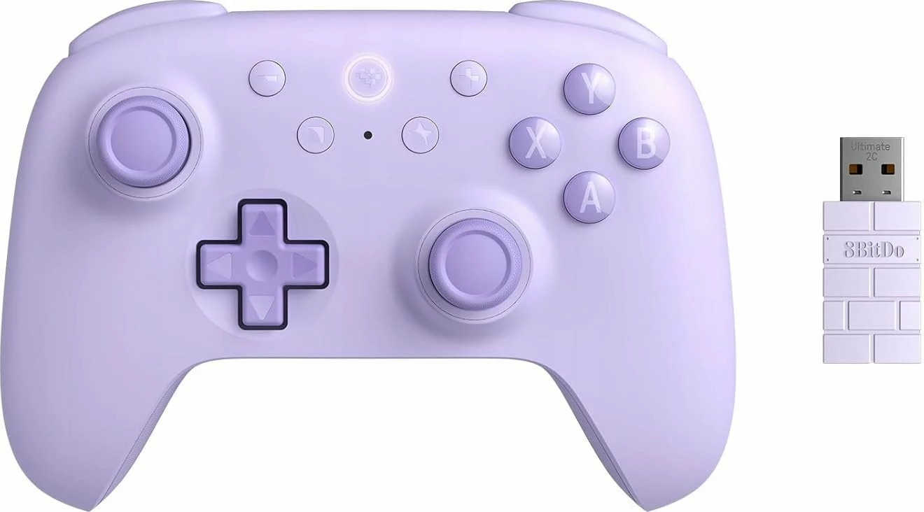 Gamepad 8BitDo Ultimate 2C Wireless për PC/Android, Hall Effect, 14 butona, 2.4GHz + USB-C, Vjollcë, set me dongle + kabllo