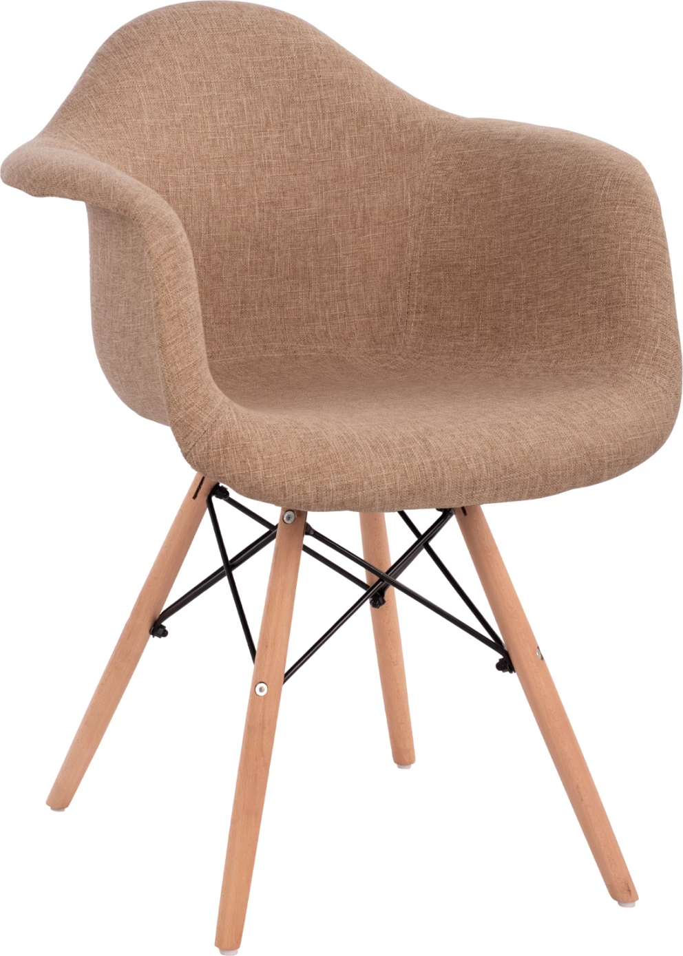 Karrige me krahë, këmbë druri dhe pëlhurë bezhë Mirto FH005.63, 63x57x81 cm, set prej 2 copë