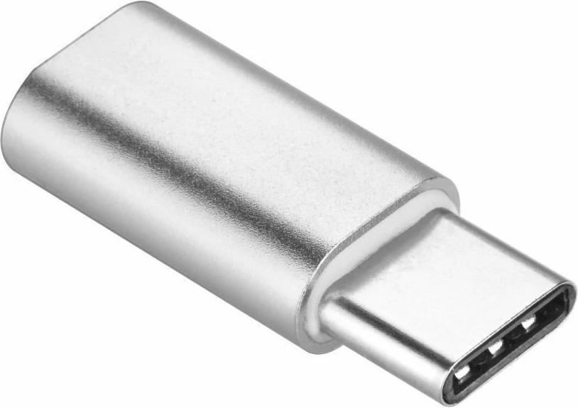 Adapter USB Partner Tele.com PA30 USB-C në MicroUSB, argjend, 1 copë