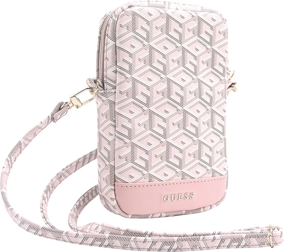 Mbështjellës për celular Guess Zip GCube Bottom Stripe, rozë
