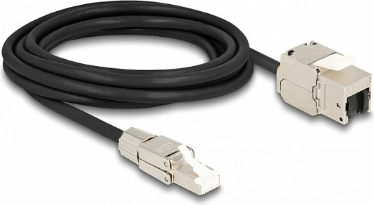 Kabllo rrjeti DeLOCK RJ45 në Keystone RJ45, Cat6a, 3 m, S/FTP, LSZH, e zezë/argjend