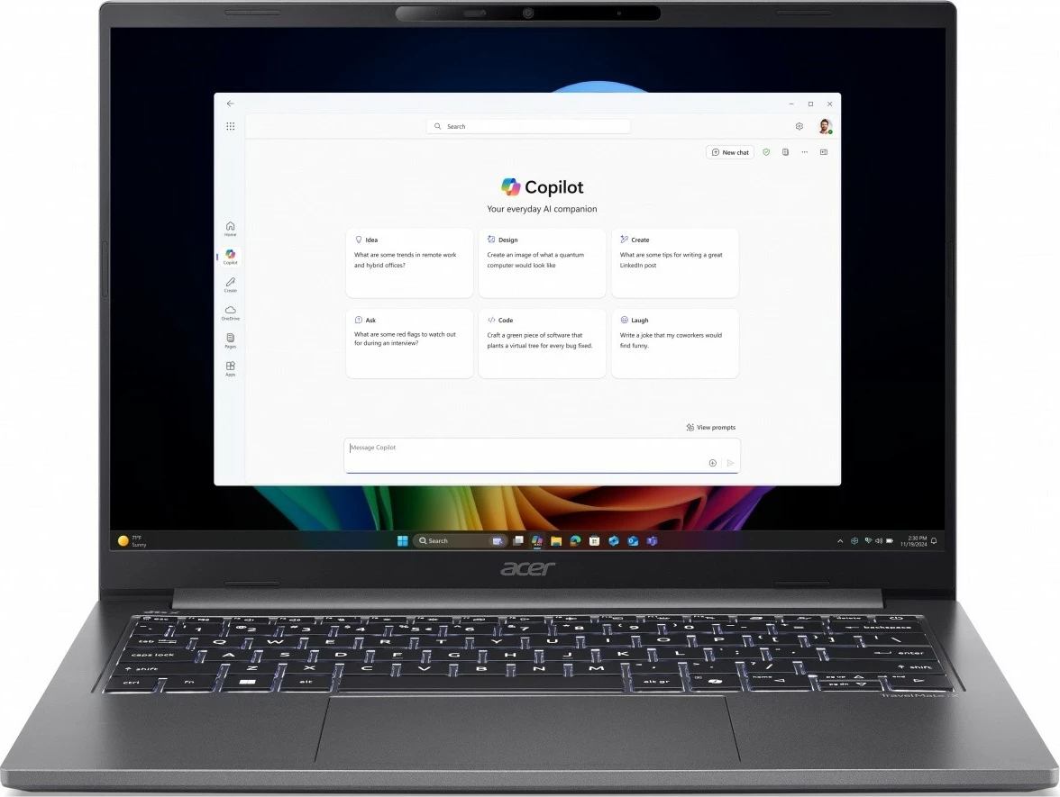 Laptop Acer TravelMate X4 14 AI TMX414-51-TCO, Intel Core Ultra 5 226V, 32GB RAM, 512GB SSD, Windows 11 Pro, 14"