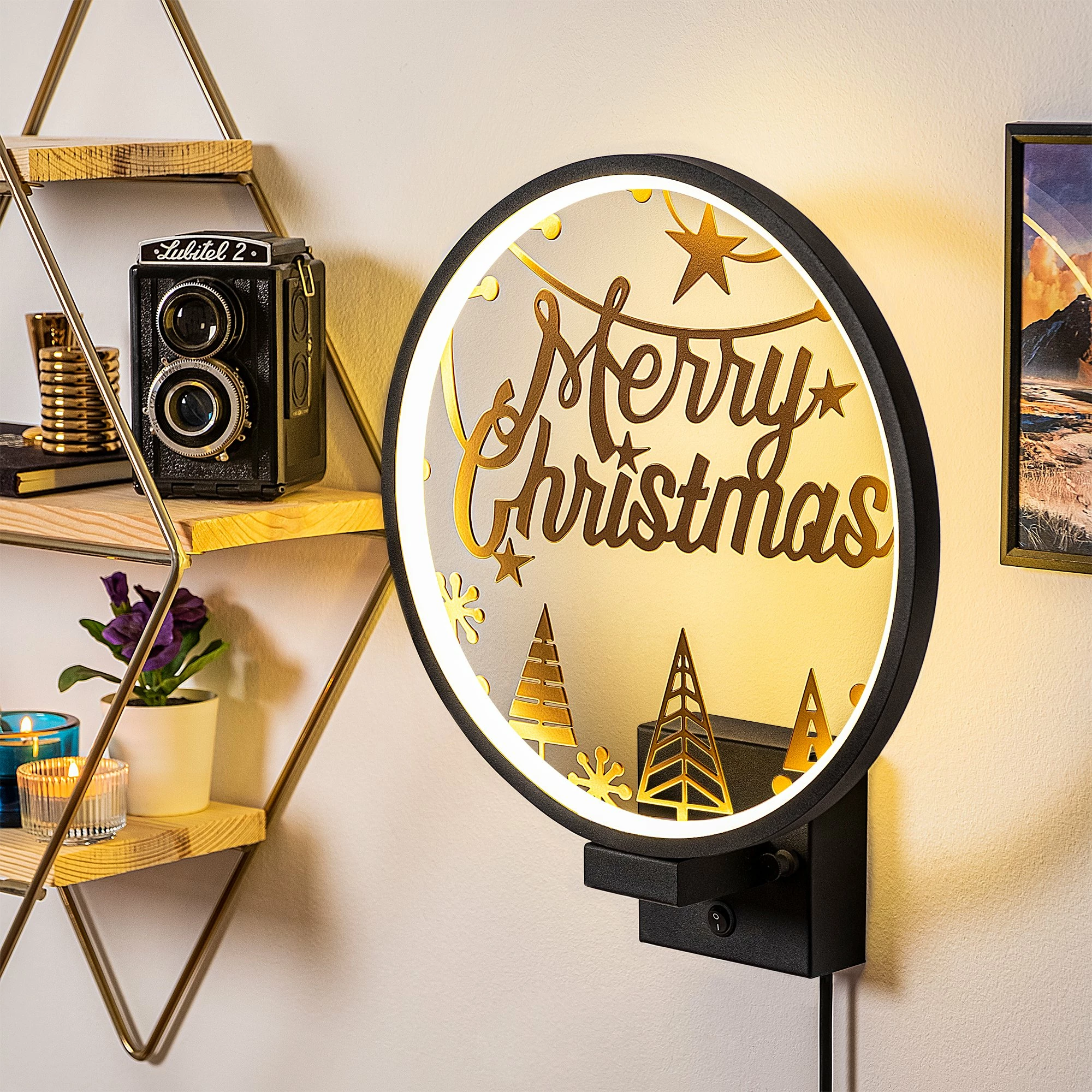 Llambë muri dekorative Opviq, XMAS20, e zezë dhe bakri