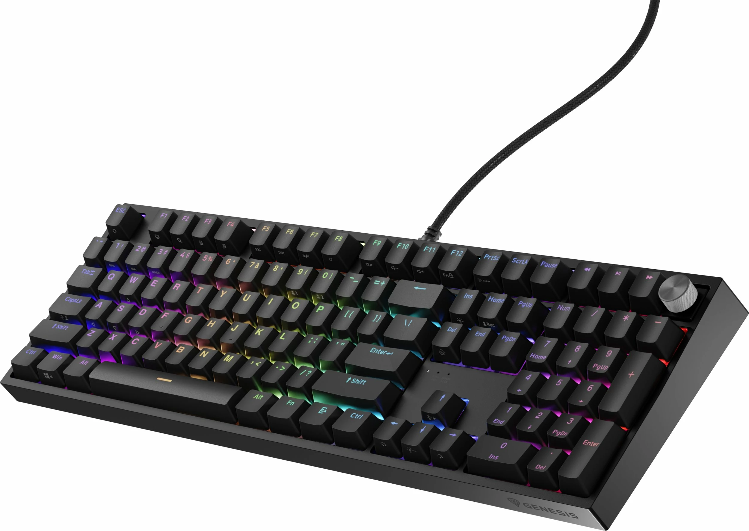 Tastierë mekanike gaming GENESIS Thor 404 NKG-2297, Gateron Yellow Pro, 100% full-size, RGB, USB, US layout, e zezë