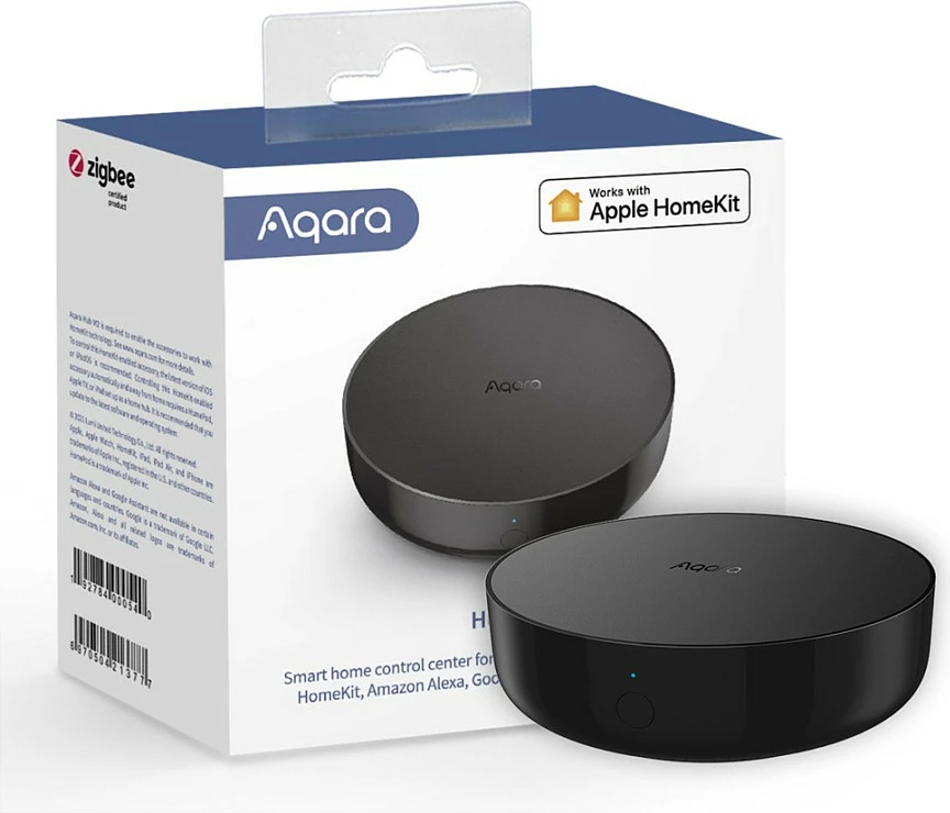 Hub smart home Aqara Hub M2 HM2-G01, ZigBee 3.0, Wi‑Fi/Ethernet, Bluetooth, IR, Black