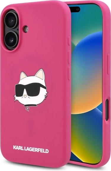 Mbështjellës Karl Lagerfeld Silicone Choupette Head MagSafe për iPhone 16, Fuchsia