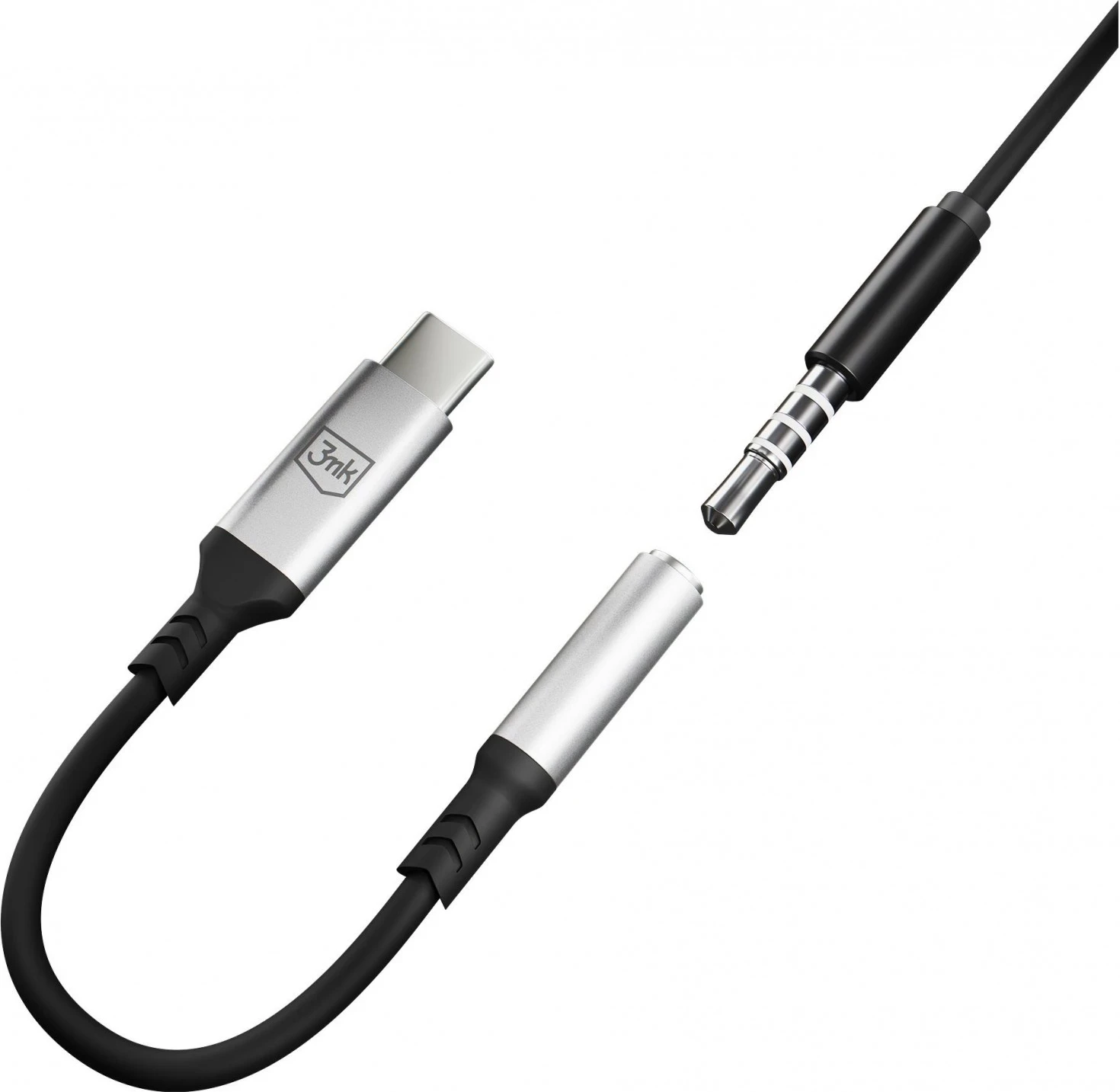 Adapter 3MK USB-C - miniJack, argjendtë-zi