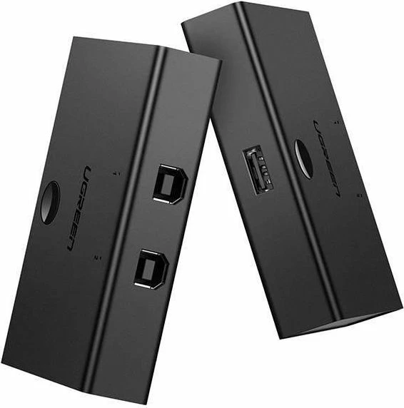Switch USB, Ugreen 30345, 2 kompjuterë, 1x USB-A, 2x USB-B, buton ndërrimi, i zi