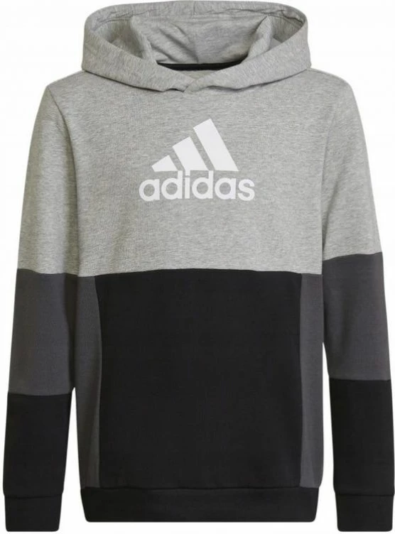 Duks për fëmijë adidas, me kapuç, ngjyrë e zezë dhe gri