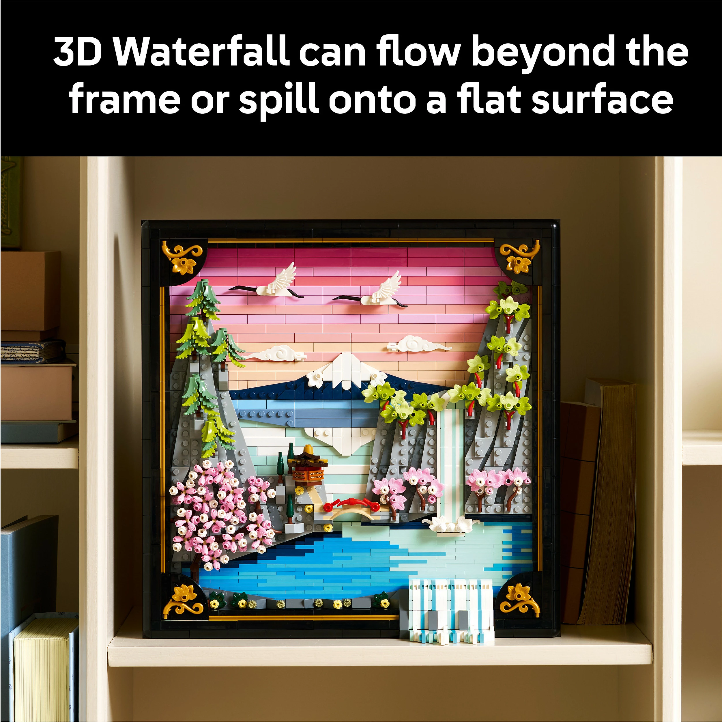 Set ndërtimi LEGO Art 31218 Japanese Cherry Blossom Landscape, 1892 copë, dekor muri 3D, Multikolor