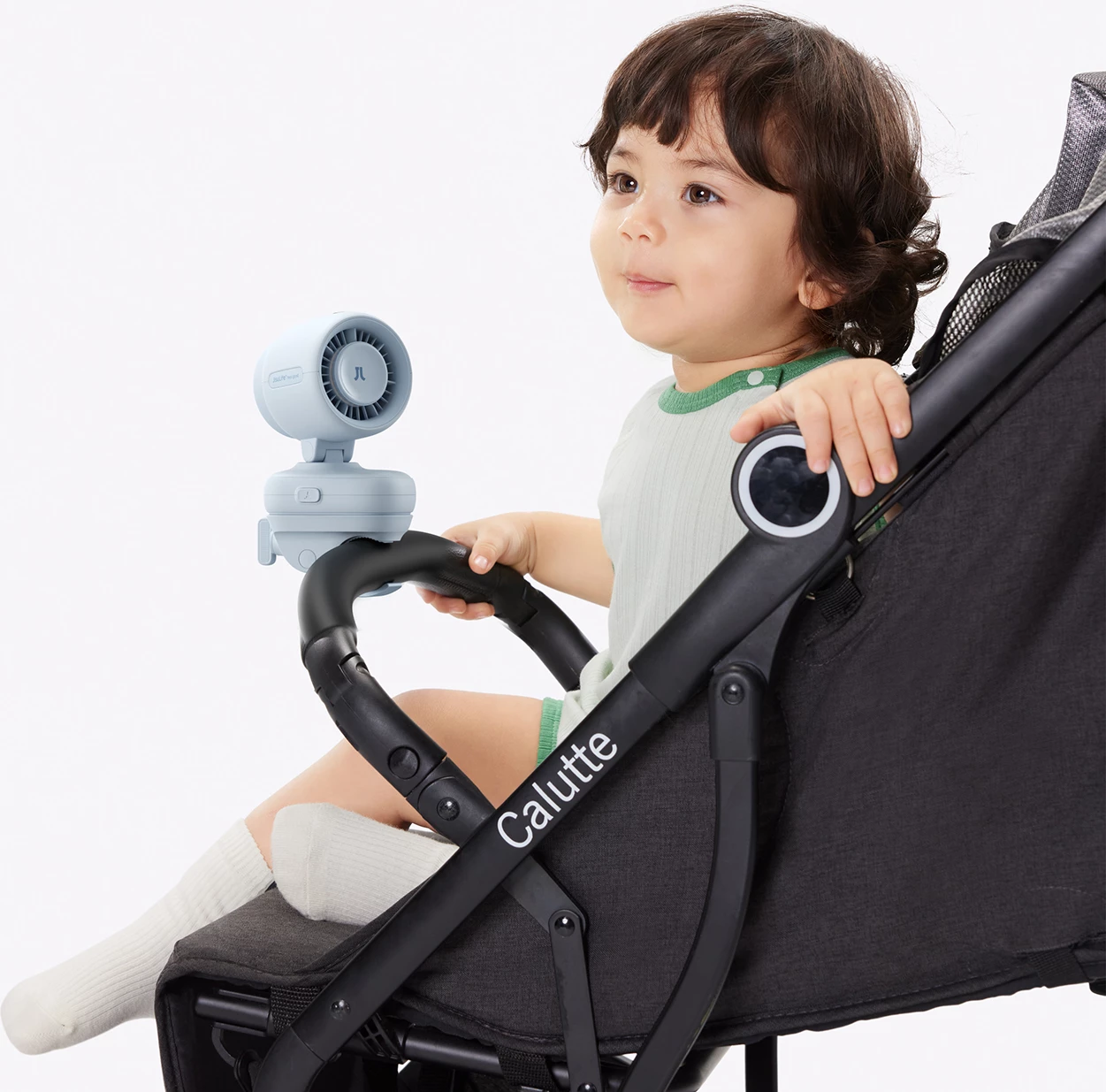 Ventilator mini për karrocë Jisulife Stroller Fan 4 5000mAh me kapëse metalike USB-C, blu